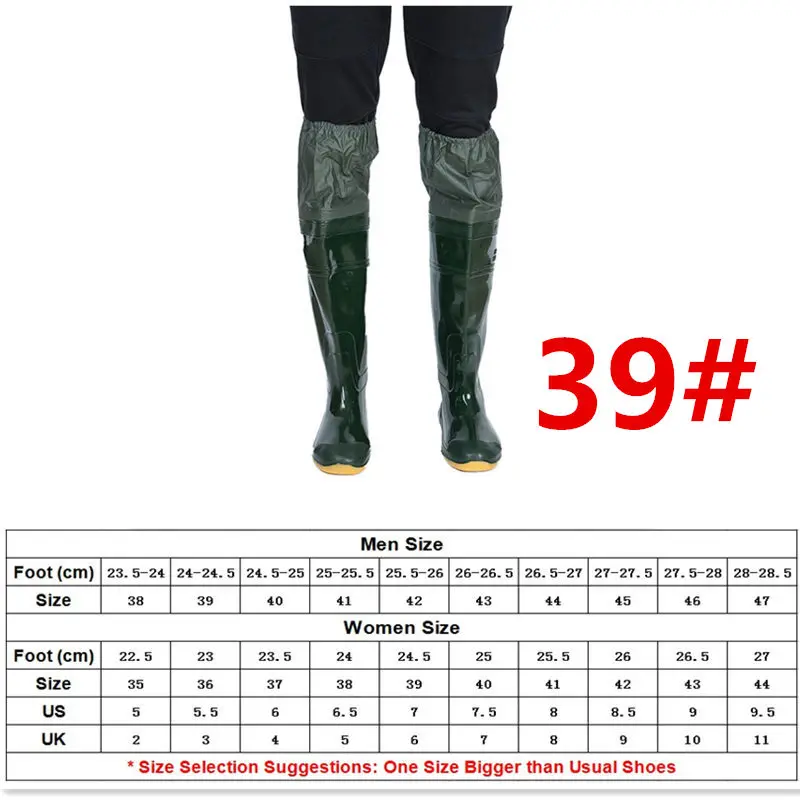 Lightweight PVC Fishing Waders Boots 360% Rotated Soft Sole Fishing Waders Boot Unisex Elastic Belt PVC Overknee Fishing Waders - Цвет: 39