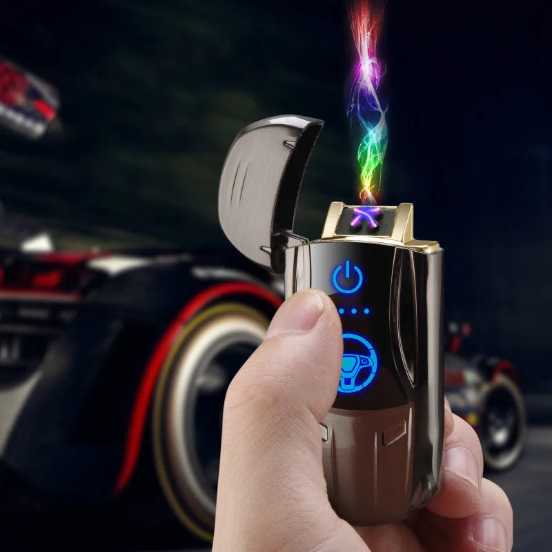 

New Metal Creative Cool Sports Car Intelligent Induction Double Arc Lighter Advanced USB Charging Cigarette Lighter men's gift