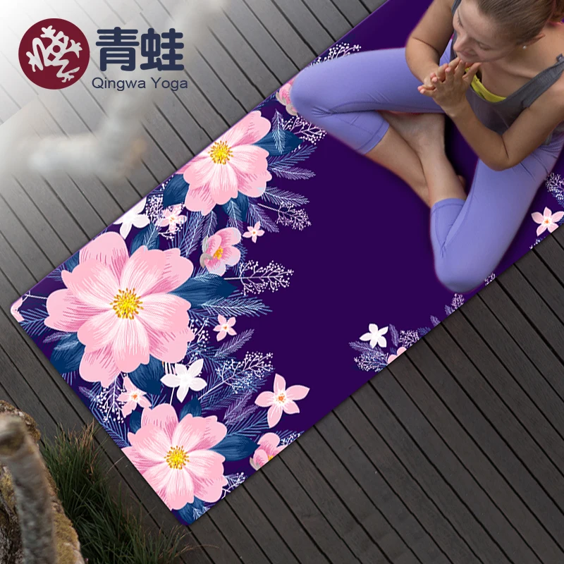 

natural rubber Suede YOGA MAT Heathyoga PRO Yoga Mat with Body Alignment Lines Durable Rubber BaseRevolutionary non slip