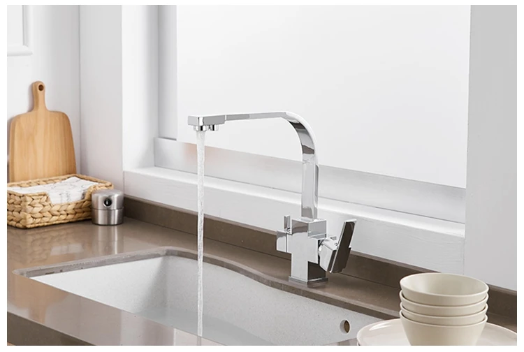 3 Way Drinking Water Faucet Water Filter Purifier Kitchen Faucet Black Hot Cold Mixer Basin Tap 360 Swivel Kitchen Faucet 0178H