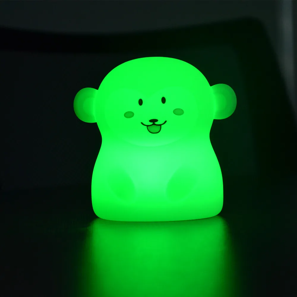 SuperNight Cute Cartoon Monkey LED Night Light Touch Sensor 9 Colors Silicone Kids Children Baby Bedroom Bedside Table Lamp Gift (7)