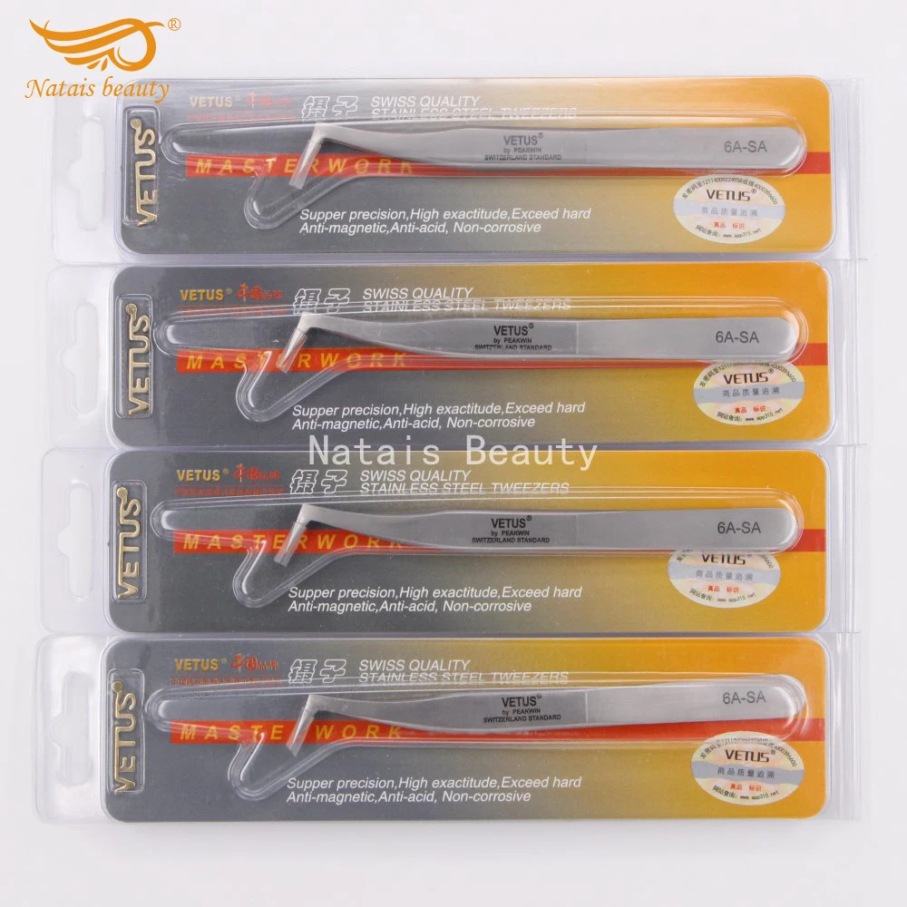 

10pcs/lot VETUS 6A-SA Individual Eyelash Extension Tweezers Lash Pincet Makeup Ferramenta Pinzas Cejas