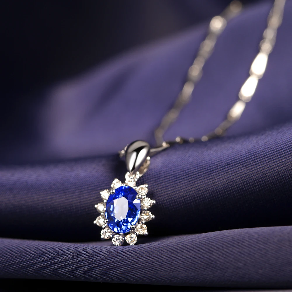1 карат большой Сапфир натуральный синий драгоценный камень кулон с бриллиантом Роскошные ювелирные изделия для свадьбы помолвки ювелирные изделия
