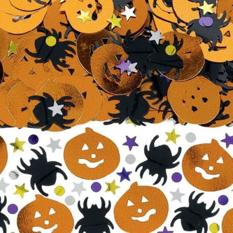 Вечерние конфетти для Хэллоуина, Декор, черный, оранжевый, фиолетовый, конфетти для стола, паутина, летучая мышь, кошка, конфетти, блестки