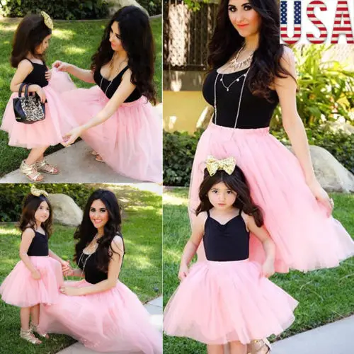 

New Summer Mother Daughter Tutu Dress Parent-child Tulle Dress Family Matching Outfits Women Baby Girl Sundress Size 2XS-3XL