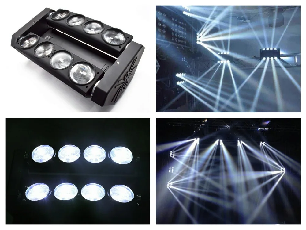 

2pcs/lot,LED Spider beam 8x10W White moving head spider cree RGBW beam Light disco ktv dj club show bar stage system