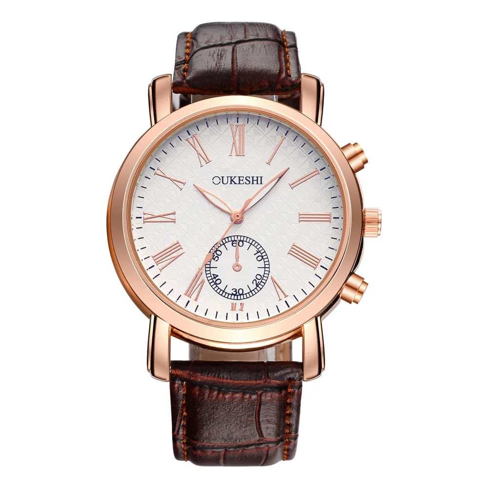 

New Men's Leather Watch 2019 Simple Fake Three Eyes Roman Digital Scale White Alloy Dial Sport Quartz WristWatch#p034 relogio a5
