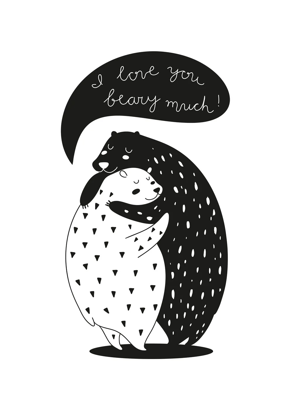 Cartoon-Bear-love-shadow-alone-Quote-Canvas-Art-Print-Painting-Poster-A4-A3-Wall-Pictures-For