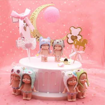 

7CM Cute Sleeping Baby Child Gift Lifelike Realistic Baby Doll Figure Model Toys Sonic Angle Cake Topper Decoration 6pcs/set