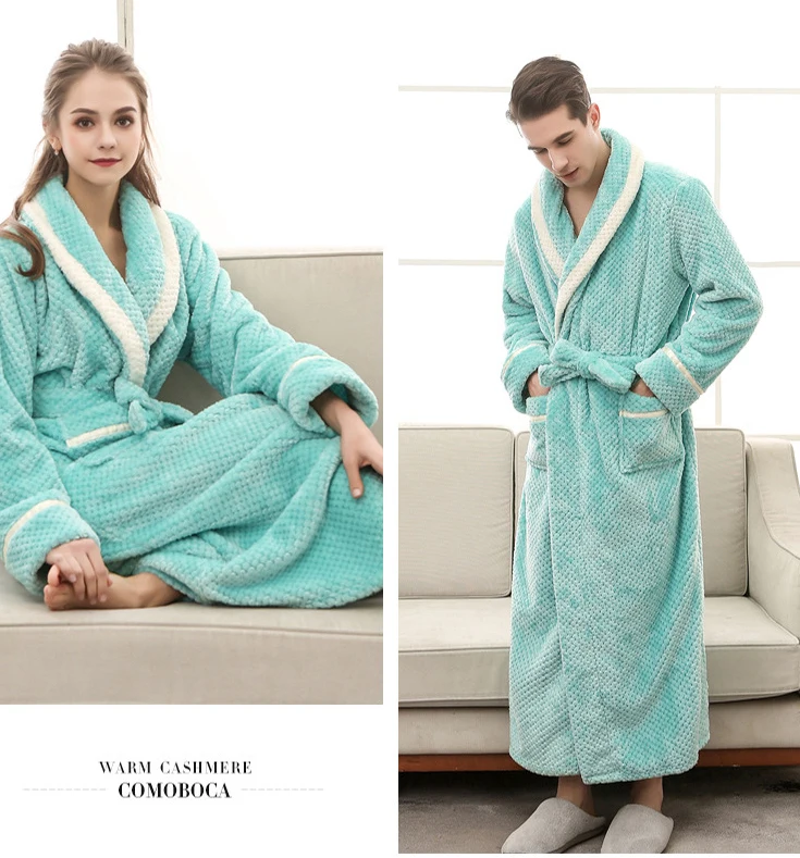 Sexy Warm Bathrobe WomenMen Winter Robe Women'sMen's Bathrobe Dressing Home Gown Cotton Winter Robe For WomenMen 18