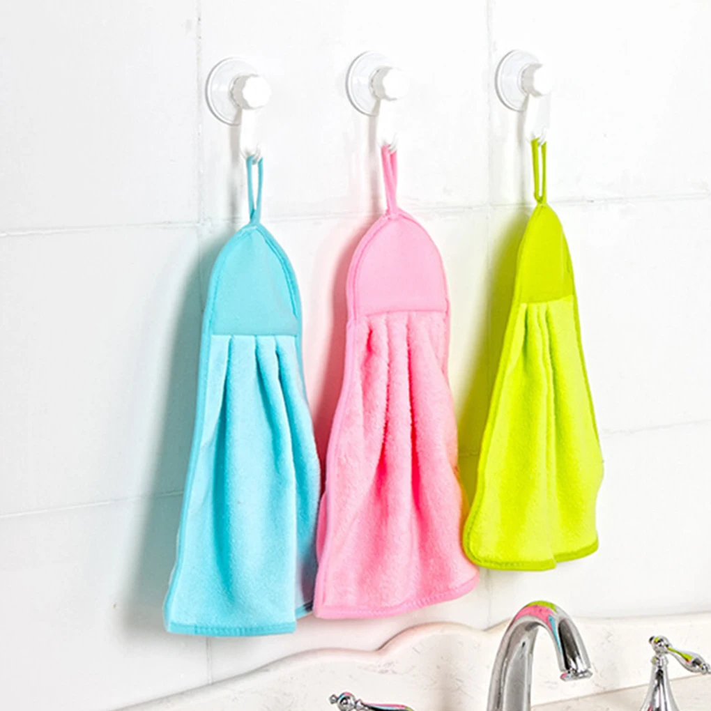 Три цвета подвесной Полотенца супер-впитывающие Коралловая бархатная одежда Кухня полотенцесушитель посуды