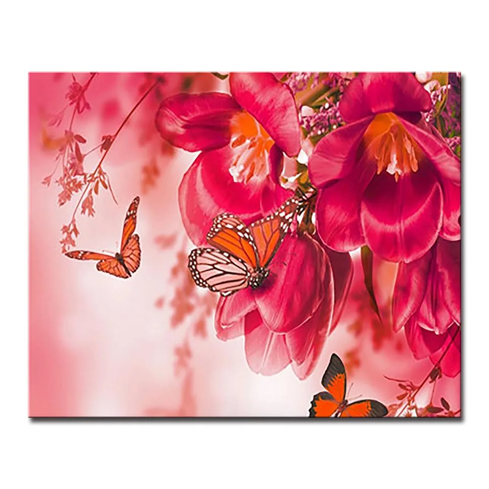

Butterflies And Flowers DIY Painting By Numbers Kits Drawing Oil Pictures Acrylic Digit Coloring On Canvas Home Wall Art Decor