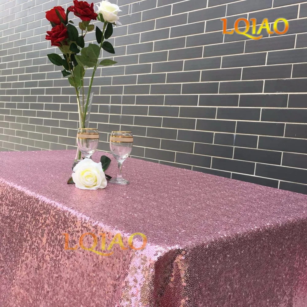 Pink Gold Sequin Tablecloth-006