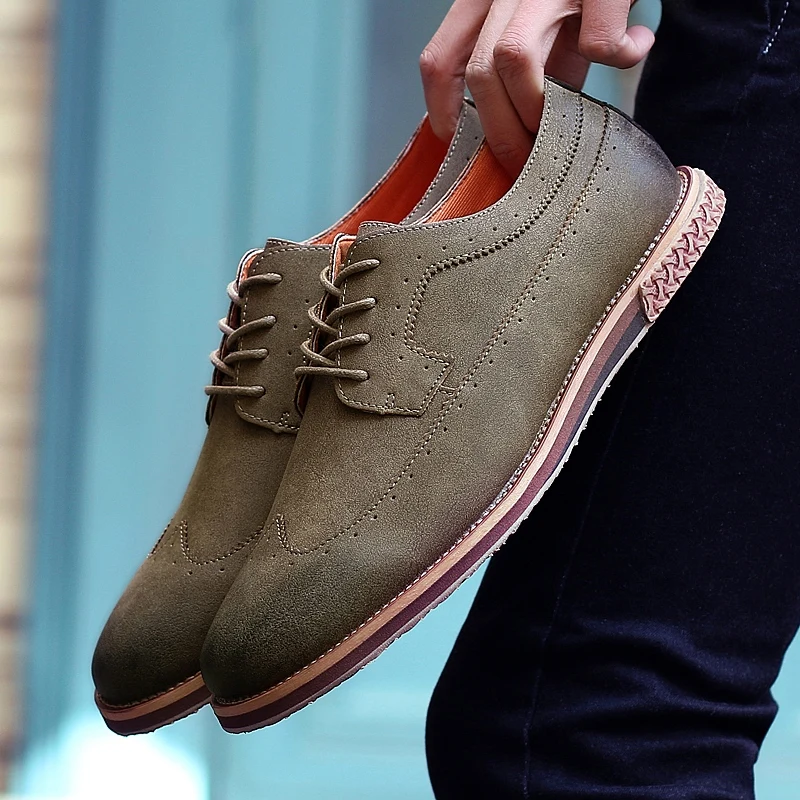 fashion suede leather men shoes elegant male footwear italian office leisure moccasins dress classic brogue oxford shoes for men (29)
