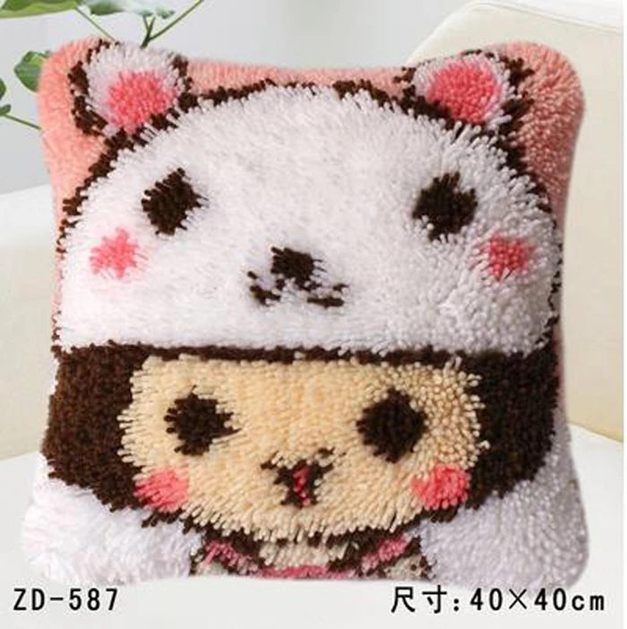 

Manual DIYcreative gifts Little girl cat Latch Hook Rug Kits Needlework Unfinished Pillow Rug Yarn Cushion Embroidery Carpet