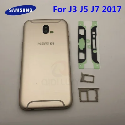 Для Samsung Galaxy J3, J5, J7 года J330F J530F J730F промежуточный Корпус задняя крышка батареи с кнопками громкости питания - Цвет: Золотой