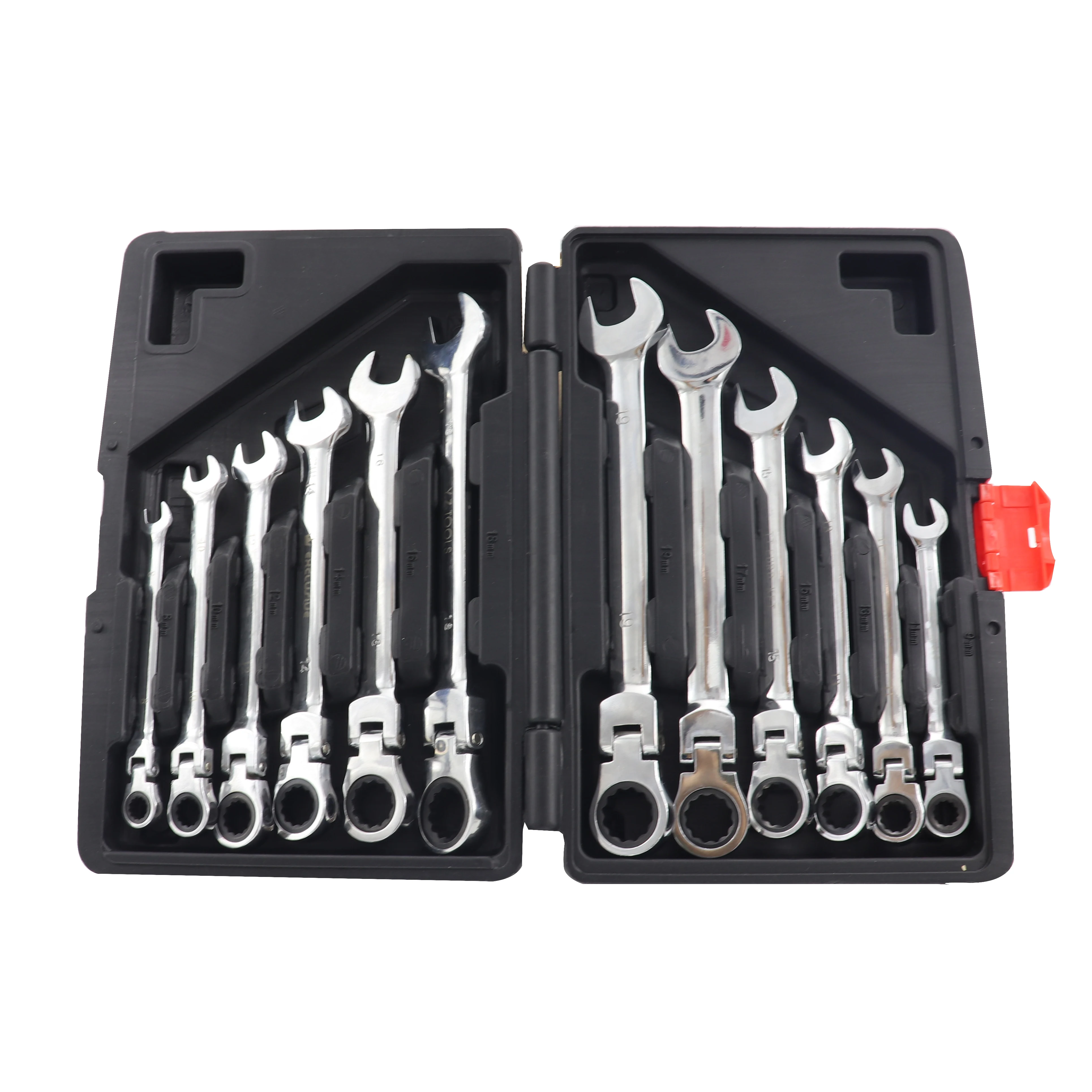 

12PC movable head fixed head two-purpose ratchet wrench set open plum quick mechanic repair auto repair wrench