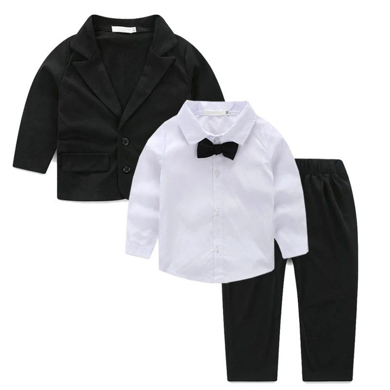 3 pieces/set Baby Boys Formal Blazer Suits for Weddings Toddler Jacket