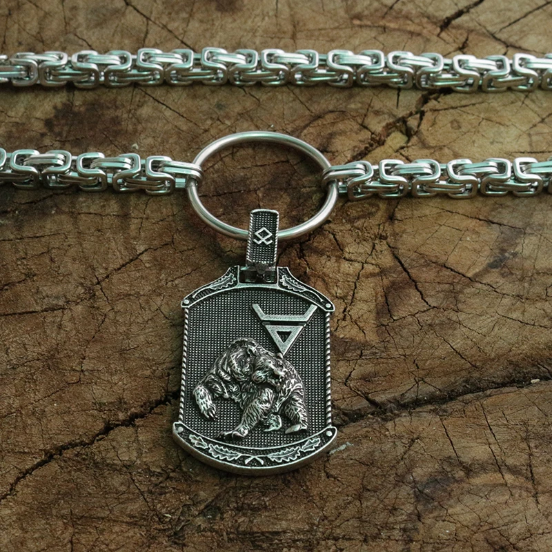 

viking Veles symbol.Weles.Slavic bear pendant norse men necklace wealth talisman jewelry Bear Totem with stainless steel chain