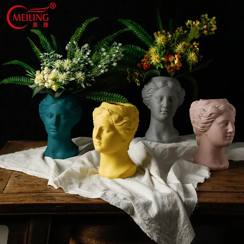 

Handmade Ceramic Venus Statue Head Vase Design For Flowers Modern Home Accessories Decoration Office Table Ornaments Collectible