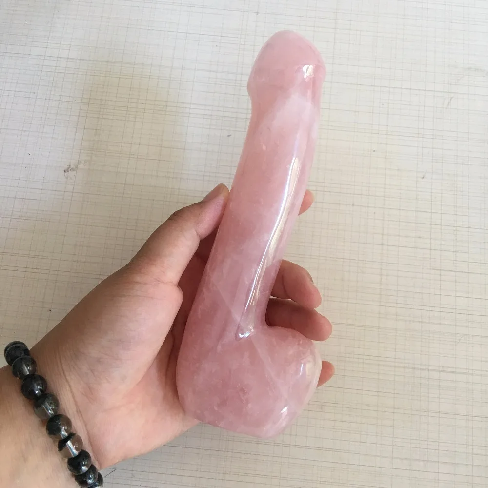

18cm Natural ROSE Quartz Crystal Carving Healing Massager Yoni Wand WQ