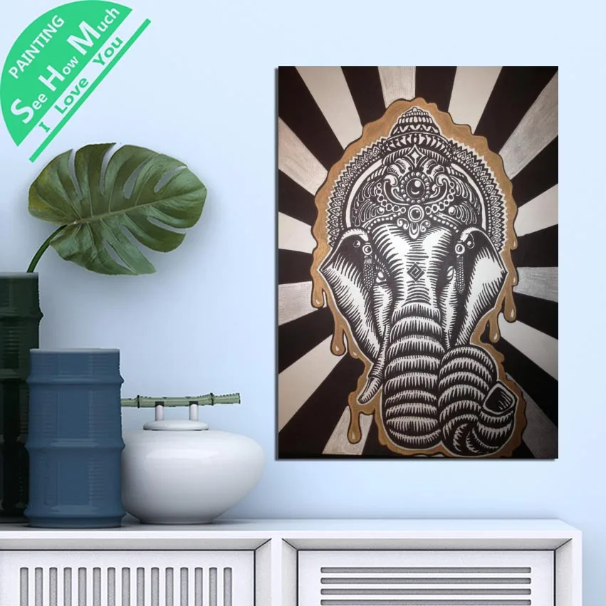 Лучший! 1 Шт. Слон Будда Мандала Бог HD Печатные Холст Wall Art Плакаты и Принты Плакат Живопись Лучший!
