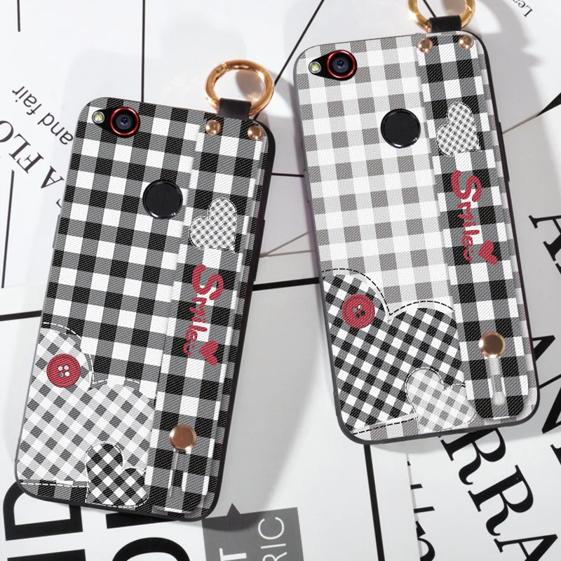 

Wrist Strap phone case For ZTE Nubia Z11 Lattice Printing Love Silicone Case For Nubia Z11 Mini S Cover Cloth