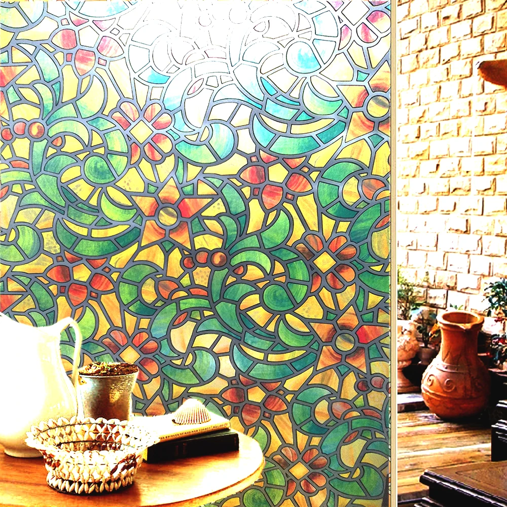 35.4*78.7 in PVC self adhesive window films classical frosted stained