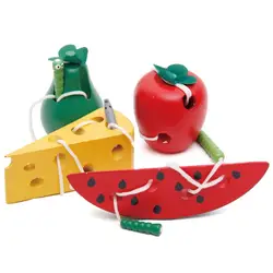 Креативные игрушки развивающие игрушки веселые деревянные игрушки червь едят для фруктов яблок груша Раннее Обучение обучающая помощь