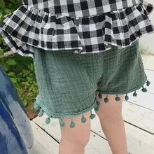 Летние детские шорты в Корейском стиле для девочек, хлопковые шорты с кисточками, Детские и Детские Популярные штаны