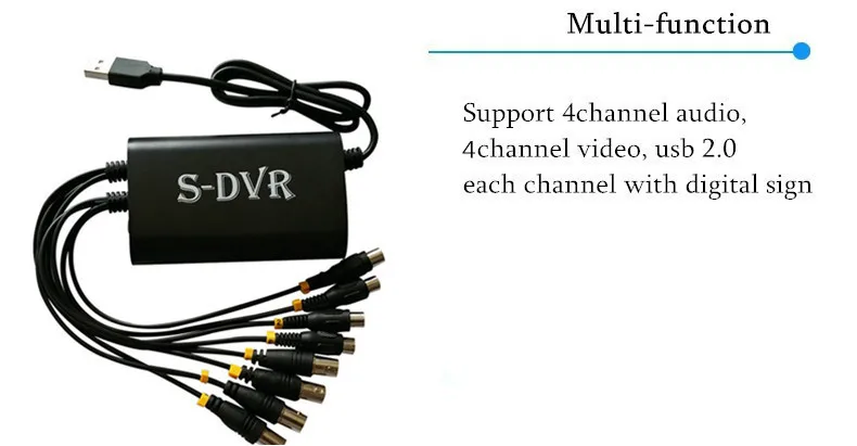 4ch usb аналоговая Карта видеозахвата CCTV dvr рекордер HD D1 p2p Обнаружение движения