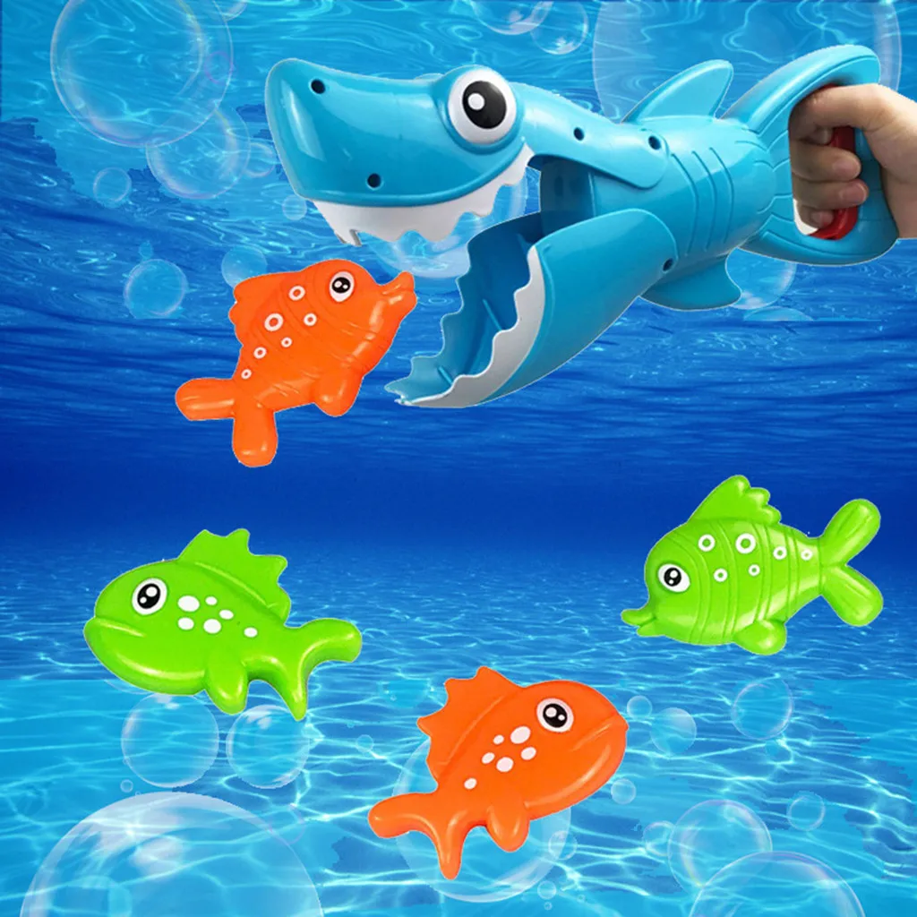 Shark Grabber милая игрушка для ванной в форме животного для мальчиков и девочек водная игрушка голубая акула с зубами с 4 игрушками Fishe детские пляжные игрушки для ванной