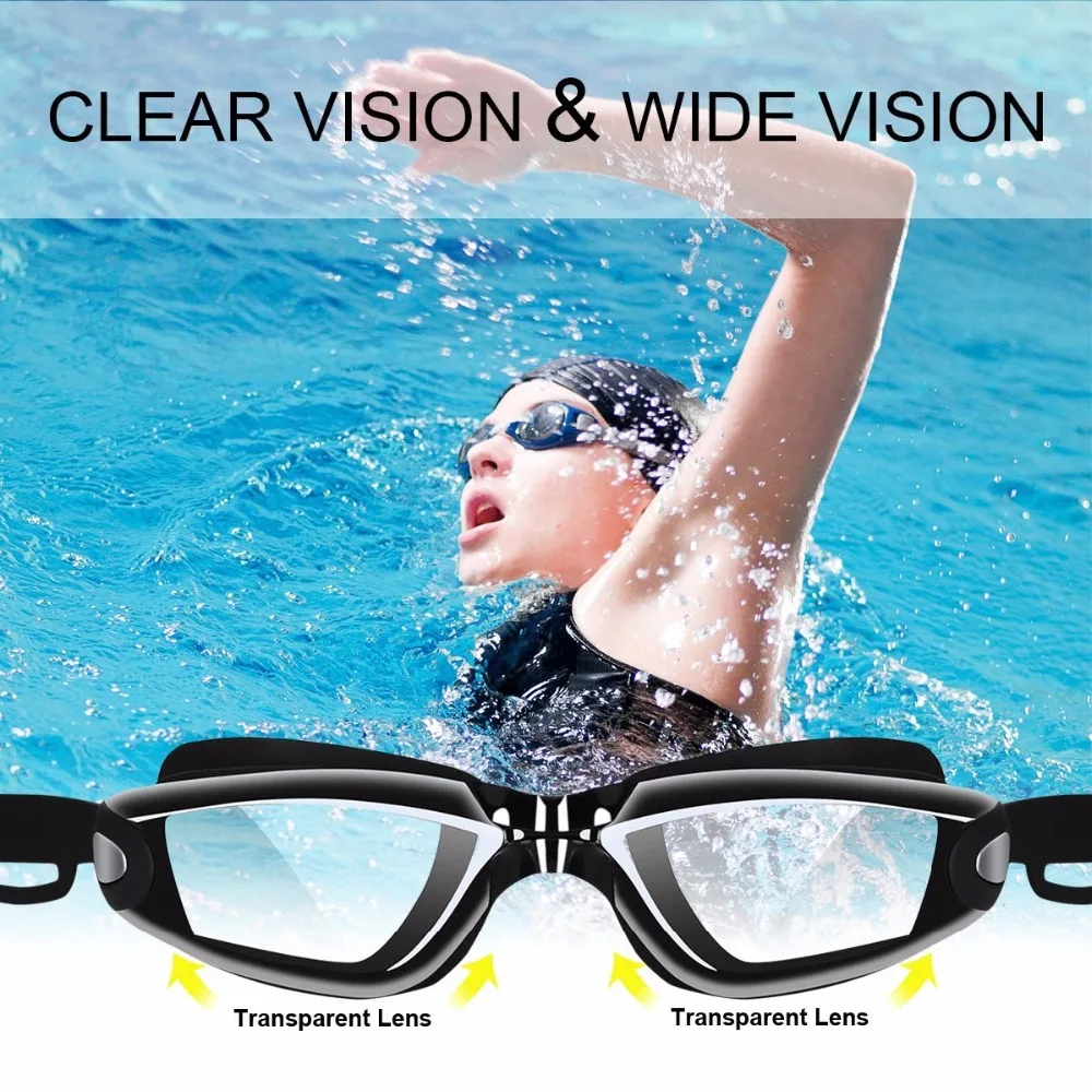 Очки для плавания Профессиональный плавать очки со шляпой и камнем зажим для носа костюм waterproo fanti-туман плавать очки Спорт плавать очки Костюм