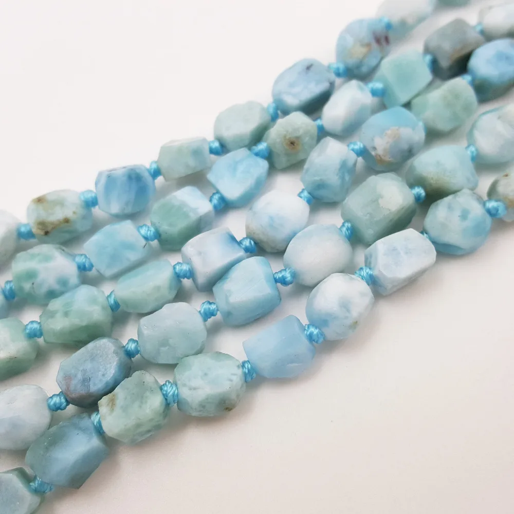 

Lii Ji Natural Stone Larimar Irregular Faceted Shape approx 5x7mm DIY Jewelry Making Bracelet or Necklace about 39cm