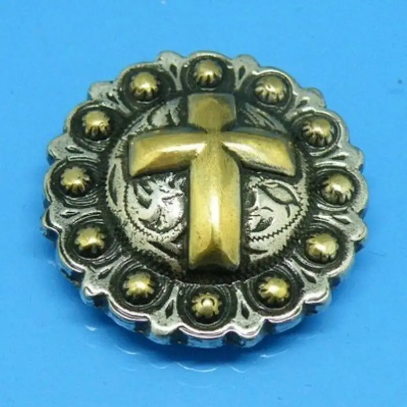 DIY Leathercraft Hardware 1-1/4''(32mm) American Texas Cross Berry Ornament Antique Silver & Gold Plated #JP-5676SG-32 | Дом и сад