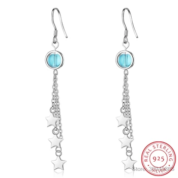 

New Arrival Authentic 925 Sterling Silver Exquisite Star Drop Earrings for Women Hyperbole Fine Tassel Jewelry Bijoux
