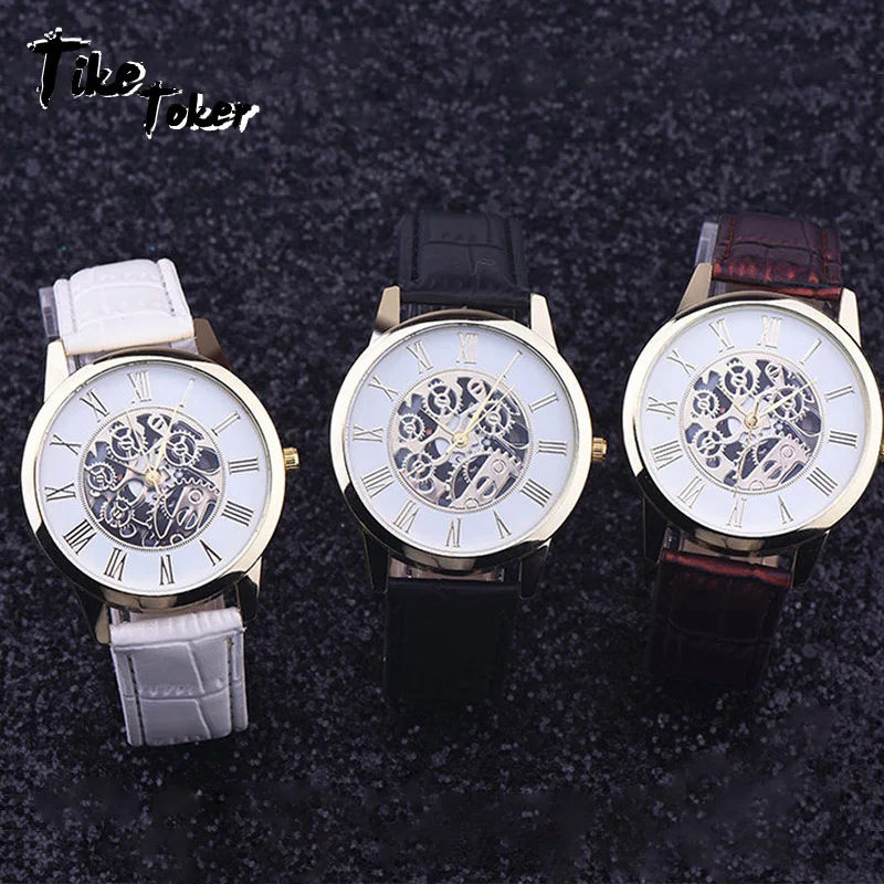 Tike Toker мужские часы Rreloj Hombre золотые полые роскошные повседневные стальные