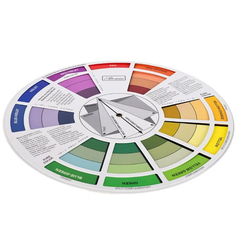 Bfaccia Профессиональный пигмент для тату ногтей, 12 видов цветов, колеса, бумажные карты, три уровня, руководство по дизайну, Круглый центральный круг, вращается