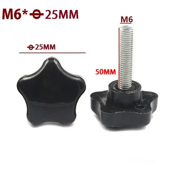 

20pcs/LOT M6X50 Male Thread Bakelite 5 Star Shaped Head Diameter 25mm Lathe Star Knob Grips Clamping Screw Knob M6xD25X50