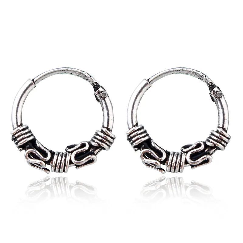

Dayoff European Vintage Ethnic Loop Circle Earrings Handmade Small Round Beads Endless Earring For Women Bijoux Jewelry E44