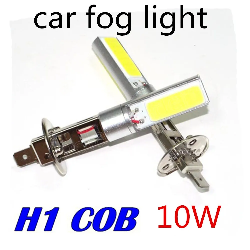Дешево Более низкая цена H1 2COB светодиодный авто фар 10 W белый автомобильный противотуманный лампы DC 12 V Белая противотуманная лампа 1 пара 10 W