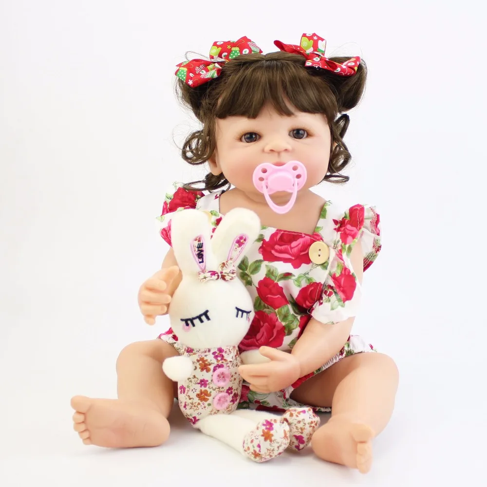 55 см полное Силиконовое боди Reborn Baby Doll игрушка для девочки виниловая новорожденная принцесса Младенцы Bebe купать игрушка-компаньон подарок на день рождения