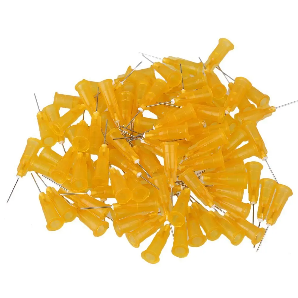 

1/2'' Plastic 25Ga Stuck Connector Stainless Steel Dispenser Needles Liquid Adhesive Glue Syringe Pack of 100
