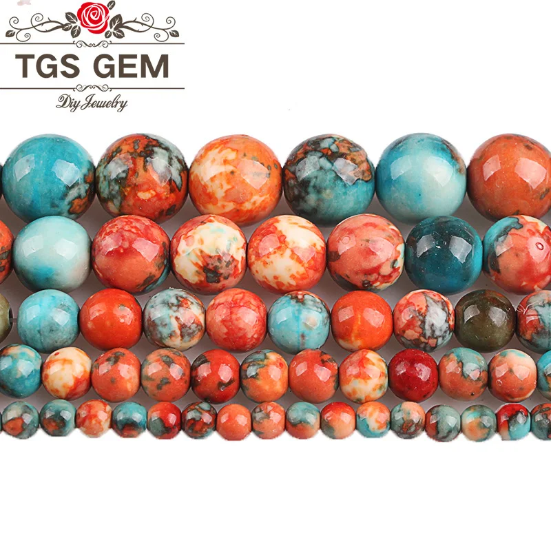 

Natural Ceramics Red And Blue Mix Color Round Loose Beads 4 6 8 10 12MM Jewelry Bracelet Necklace Making Free Shipping