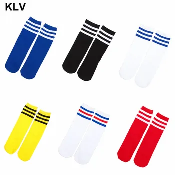 

Student Girls Three Bars Long Stockings Cotton Striped Tigh High Over Knee Socks