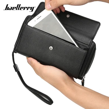 

Fashion Men Wallets Large Capacity Zipper Hasp Quality PU Leather 3 Colors Clutch Casual Business Style Card Holder Purse Wallet