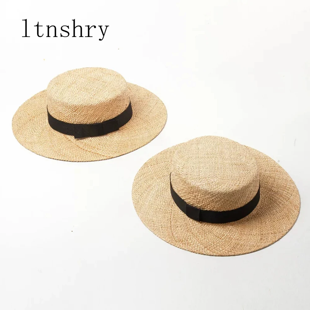 

Fashion women Summer hat High end Handmade Natural grass hat Ribbon hat Ultralight Breathable straw hat seaside Tour Beach hat