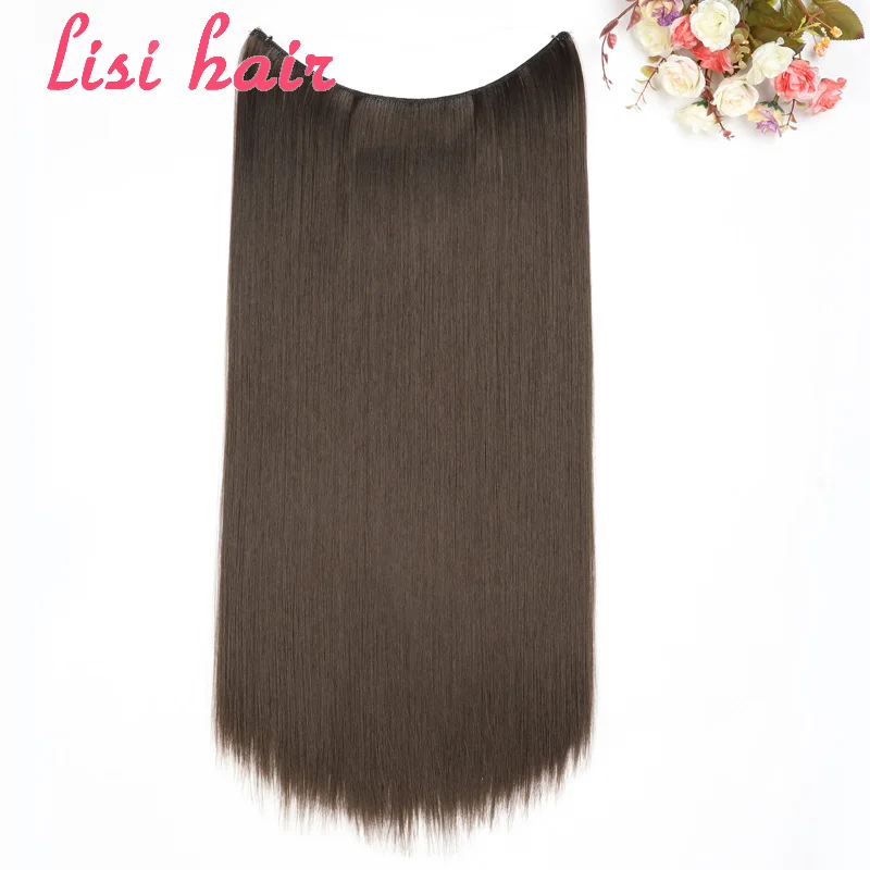 LISI волосы 24 дюйма женские рыбий линии волосы для наращивания коричневый блонд натуральные волнистые длинные с высокой температурой волокна синтетические волосы - Цвет: #5