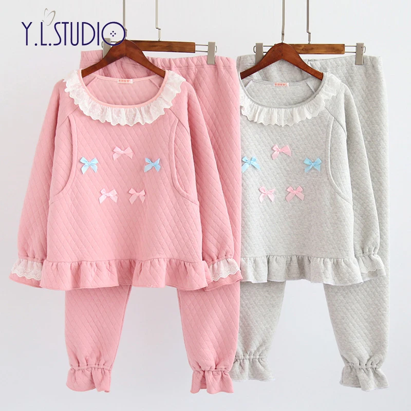 

Winter camisones para embarazadas maternity pajama set nightwear pijama women feeding cotton sleepwear maternity set plus size