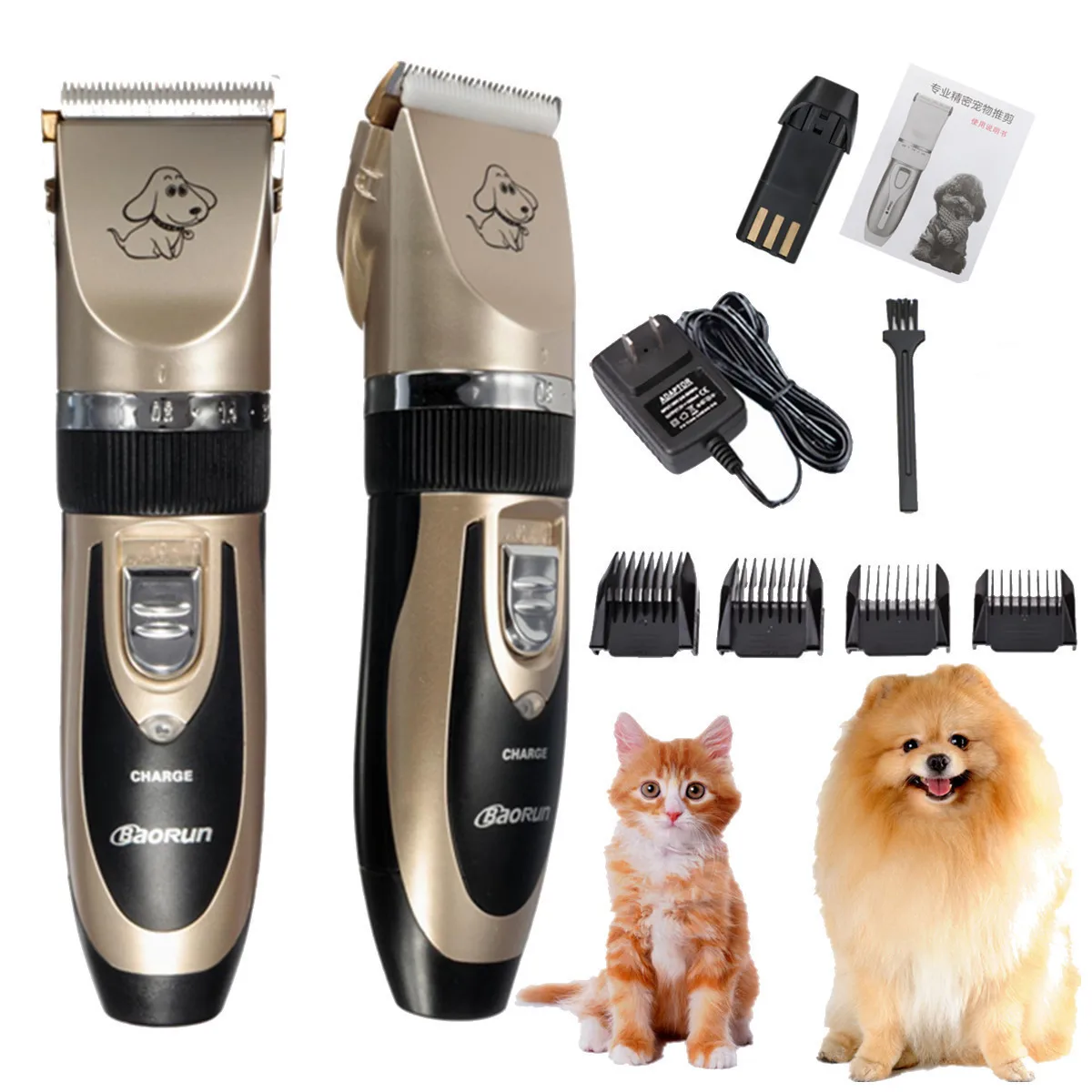 Baorun триммеры для домашних собак аккумуляторные электрические машинки для стрижки волос для кошек и собак машинка для стрижки волос инструмент для ухода за волосами США